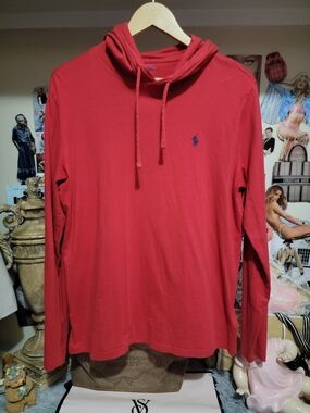 Polo by Ralph Lauren Red Pullover Hoodie Top Medium